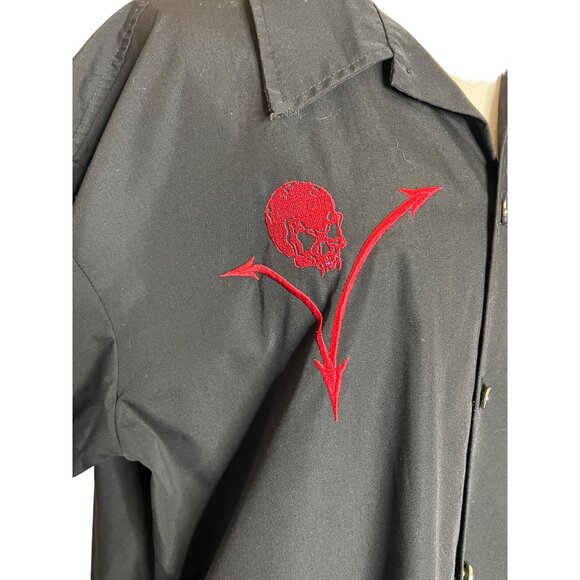 Johnny Suede Black Red Skull Embroidered 2X Shirt Y2K Vintage - Picture 6 of 10